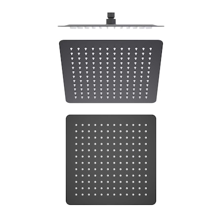 Kibi Cube 12 Metal Ultra Thin Profile Rain Shower Head 1.75 GPM - Matte Black SH1202MB